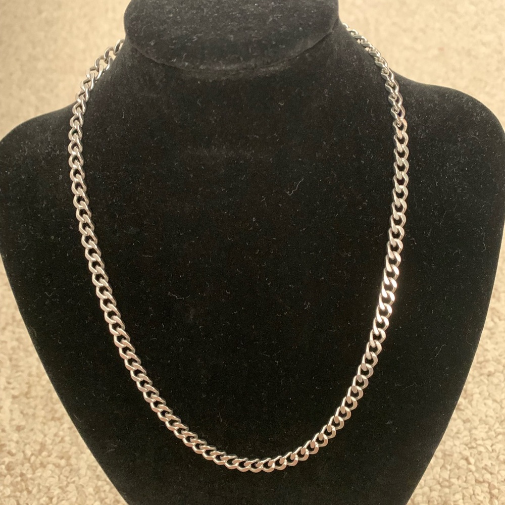 Classic Stainless Steel Silver Curb Chain Necklace
